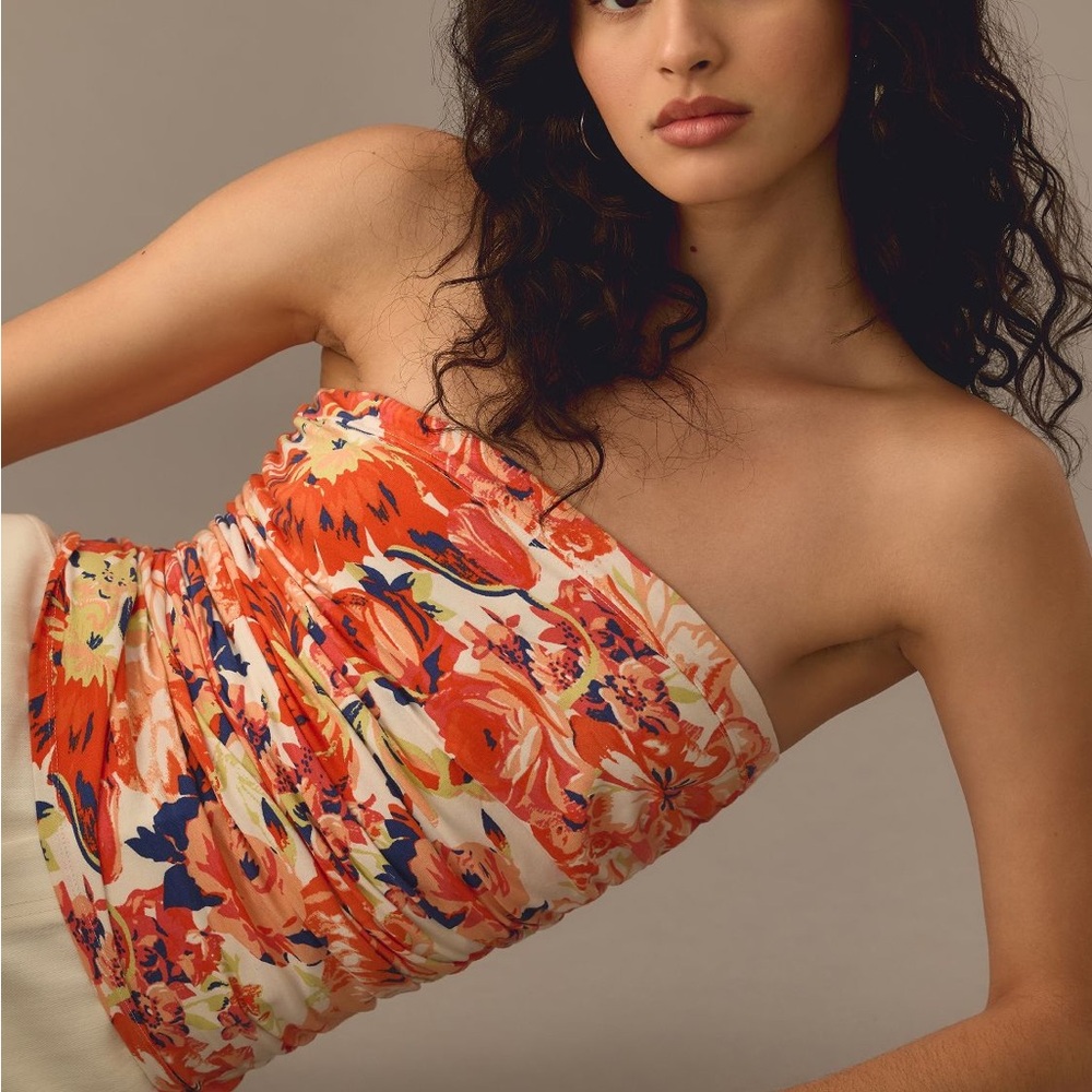 Maeve floral ruched tube top (small) NWT
